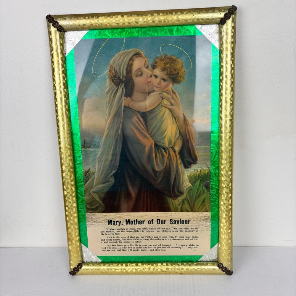 Vintage “Mother of our Savior” picture-framed & matted-Religious Art
